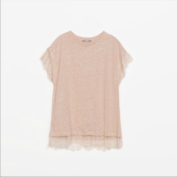 ZARA Blush Lace Trim Top - Picture 8 of 8